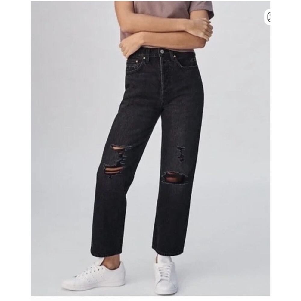 Denim Forum Black Jeans Joni High Rise Loose Sz 26